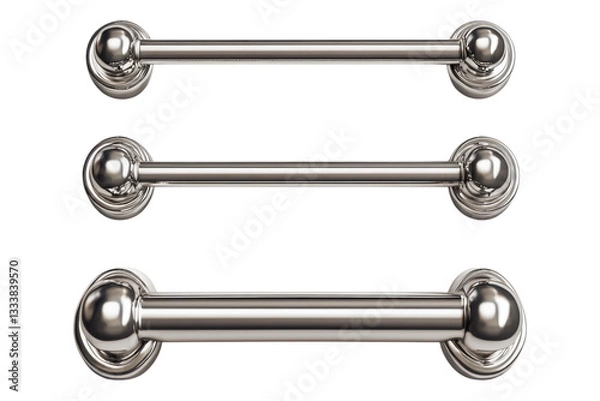 Fototapeta Sleek nickel finish hardware Isolated on transparent background