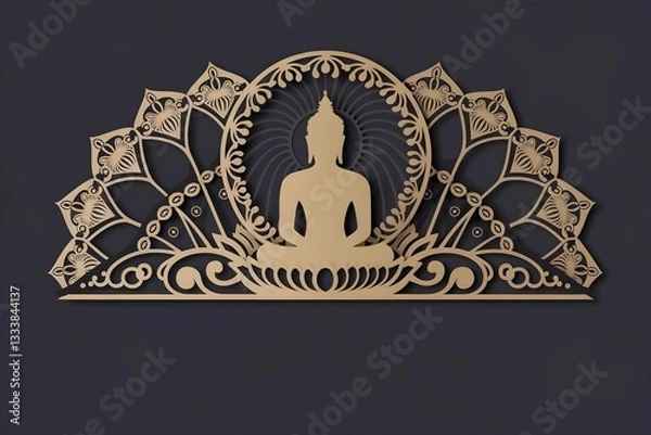 Fototapeta Buddha silhouette framed by intricate mandala design