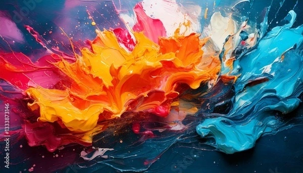 Fototapeta カラフルなインクの飛び散り generated by AI