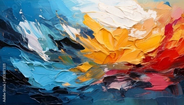 Fototapeta カラフルなインクの飛び散り generated by AI