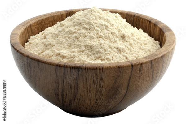 Fototapeta Raw chickpea flour in a wooden bowl Isolated on transparent background