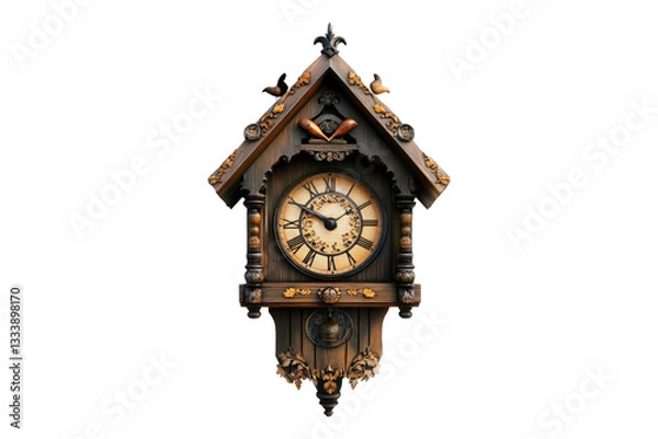 Fototapeta Vintage cuckoo clock Isolated on transparent background