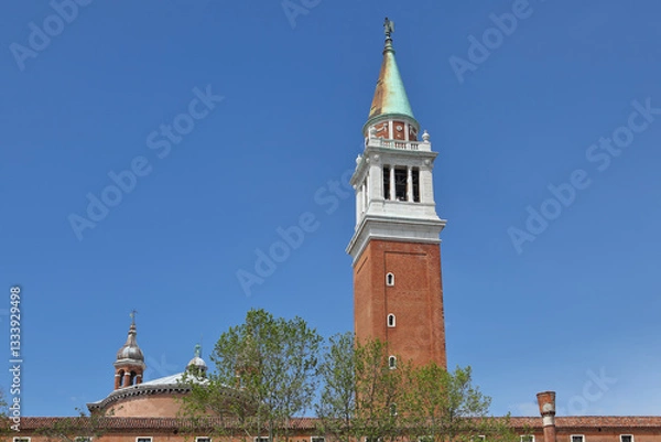 Fototapeta Back view of San Giorgio Maggiore, a 16th-century Benedictine church on the island of the same name
