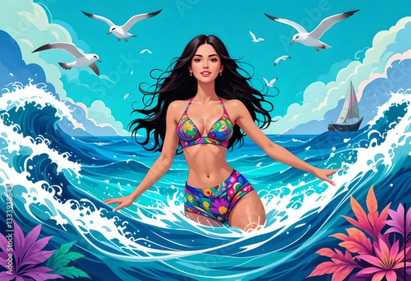 Obraz Ocean Serenity: A Colorful Dive into Freedom