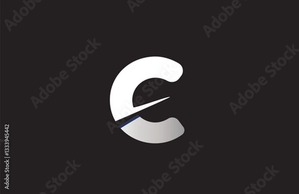 Fototapeta white C cut letter alphabet logo icon design with grey gradient for business or company