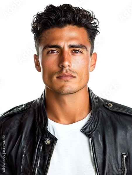 Fototapeta Portrait of a Hispanic Man Strong Jawline Thick Eyebrows