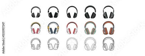 Fototapeta Flat Design Headphones – Bold Outline, Illustration, Silhouette and Simple Aesthetic