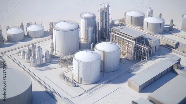 Obraz An overhead view of a complex industrial processing plant