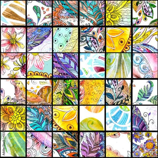 Fototapeta colorful seamless texture with ethnic patchwork pattern. waterco