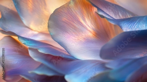 Fototapeta Close-Up of Delicate Flower Petals with Soft Color Gradients and Iridescent Textures