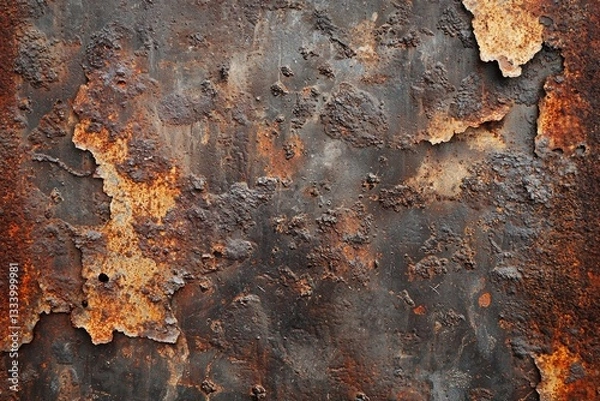 Fototapeta An abstract view of heavily rusted and decaying metal surfaces