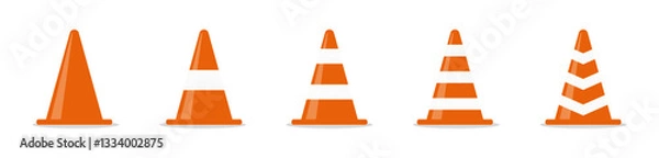 Obraz Traffic Cones with Various Stripe Patterns Vector Set