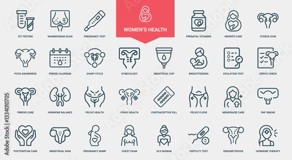 Obraz women's health icon set