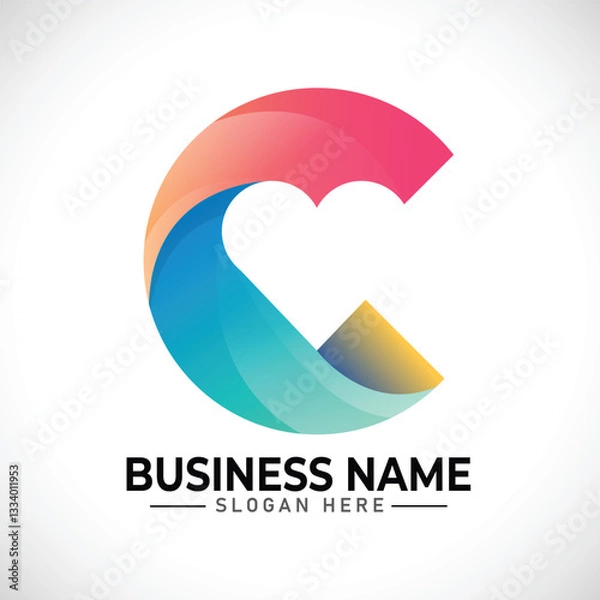 Fototapeta C gradient heart abstract letter logo