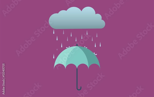 Obraz Rain umbrella dark cloud flat vector design autmn fall