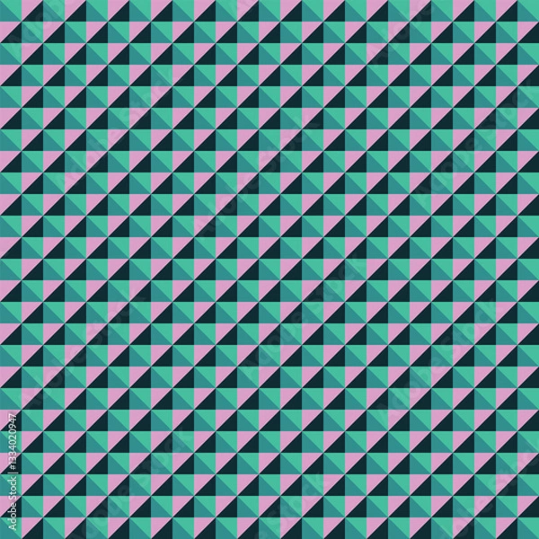 Fototapeta Mosaic pattern created by black, pink and green triangles