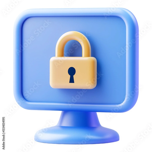 Fototapeta An Illustrative Depiction of a Secure Blue Computer Featuring a Lock Symbolizing Enhanced Cybersecurity and Digital Privacy Solutions in Modern Technology