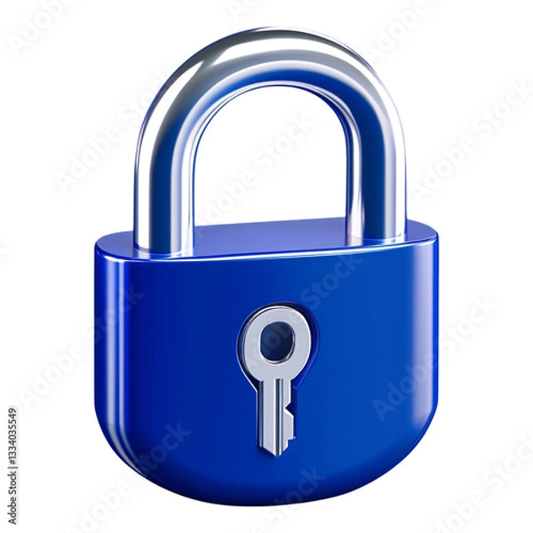 Obraz A Sleek and Modern Blue Padlock Icon Representing Enhanced Security Measures for Password Management with a Key Symbolizing Access Control