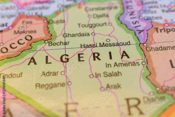 Obraz Algeria  On The World Map-Geo Political Map