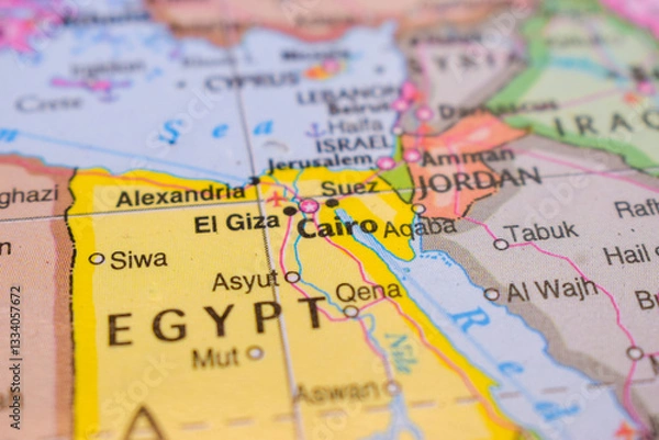 Fototapeta Cairo  On The World Map-Geo Political Map