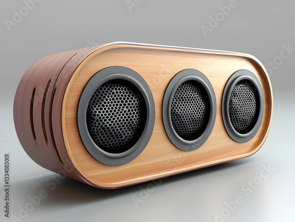 Fototapeta 3D renderings of a portable wooden three-unit speaker