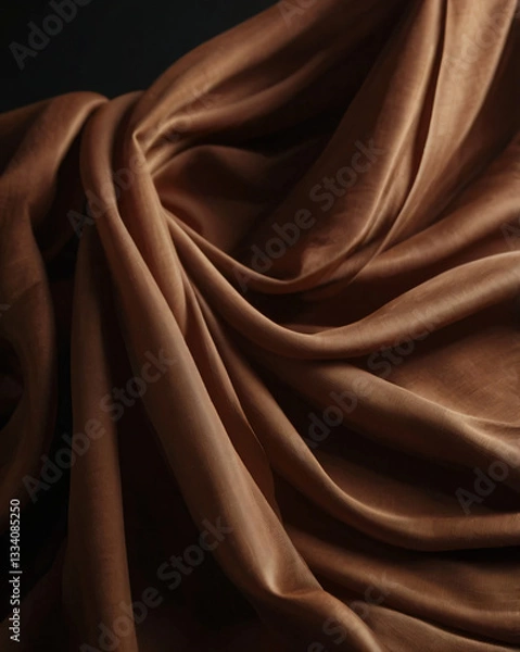 Fototapeta The brown silk cloth has a luxurious, smooth feel.