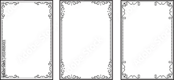 Fototapeta Vintage Retro Ornamental Decorative Border Frame and Frames Borders Vector Illustration.