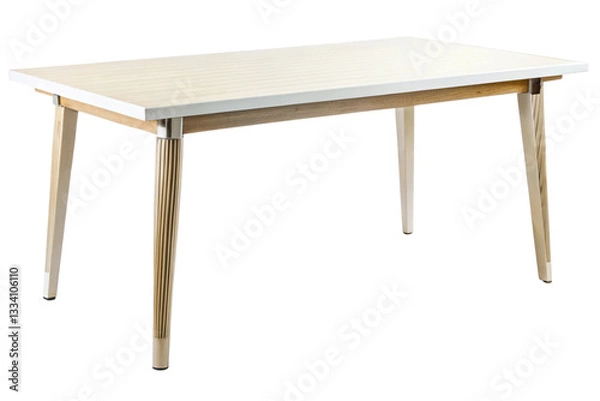 Fototapeta Modern wooden dining table with sleek design and clean lines, perfect for contemporary home interiors and minimalist decor