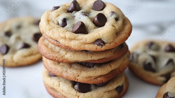 Obraz A tower of freshly baked chocolate cookies 