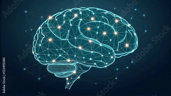 Obraz Futuristic Digital Brain with Neural Network Connections – Artificial Intelligence and Deep Learning Concept