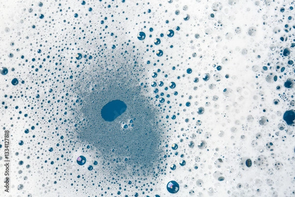 Fototapeta Detergent foam with bubbles as background, top view
