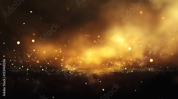 Obraz Golden Bokeh Lights Background with Soft Glow