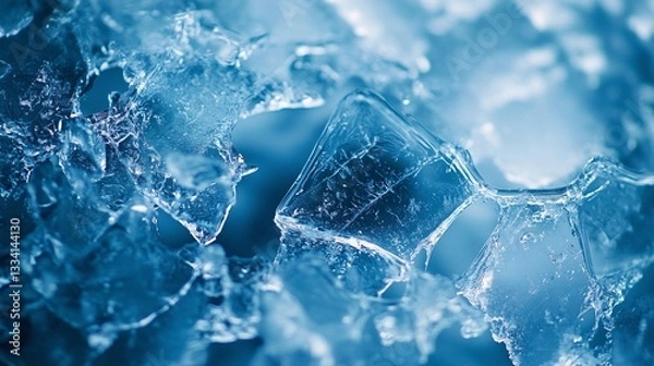 Obraz Cracked Ice Background with Deep Blue Tones