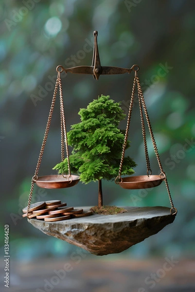 Fototapeta Balancing the Scales: A Visual Interpretation of Utilitarianism Philosophy