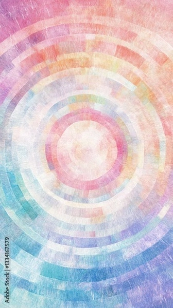 Fototapeta Delicate pastel concentric circles with a lightly handpainted brush texture