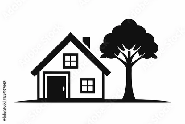 Fototapeta a minimalist house icon line art silhouette vector illustration