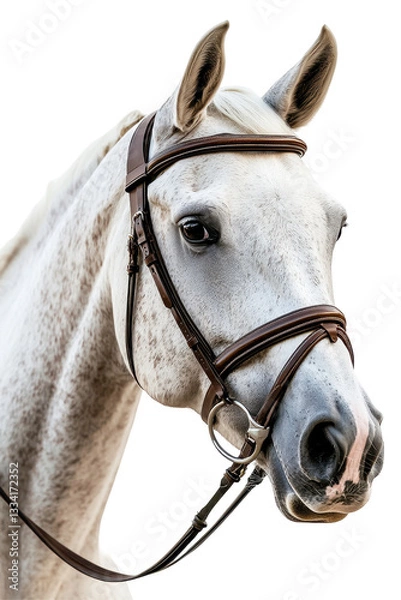 Obraz Isolated White Horse Head with Bridle