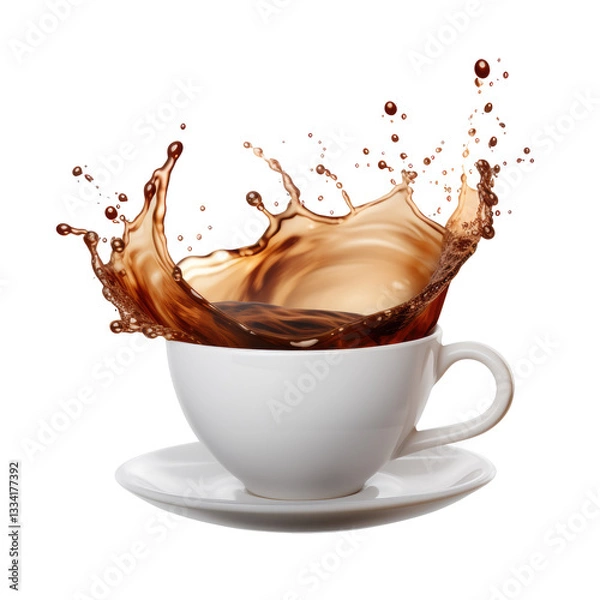 Fototapeta cup of coffee with splash on transparent background