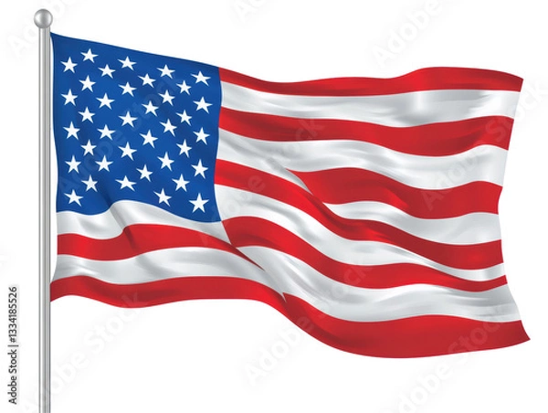 Obraz Isolated Waving American Flag, Stars and Stripes