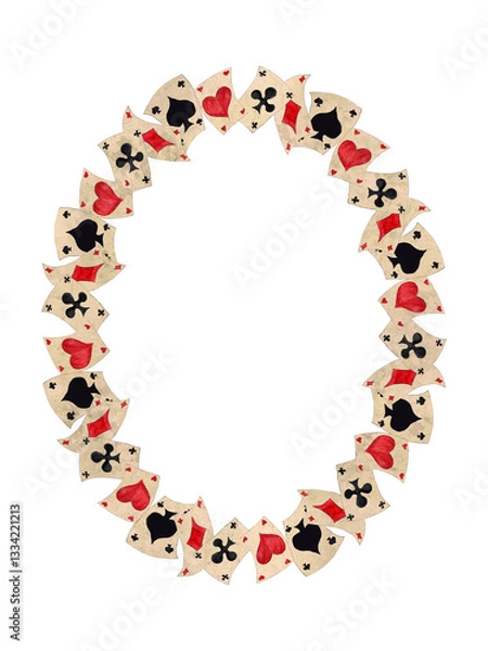 Obraz Alice in Wonderland  vintage style original hand drawn  playing cards frame
