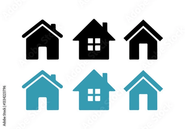 Fototapeta house icon set. monochrome house icon set design. Simple house symbol. Real estate Flat and line style sign. Home flat icon set vector illustration