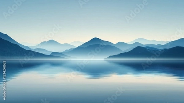 Fototapeta Tranquil Evening Sky with Smooth Gradient Over Serene Water Reflection