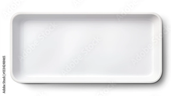 Fototapeta Empty White Rectangular Tray Top View Studio Shot