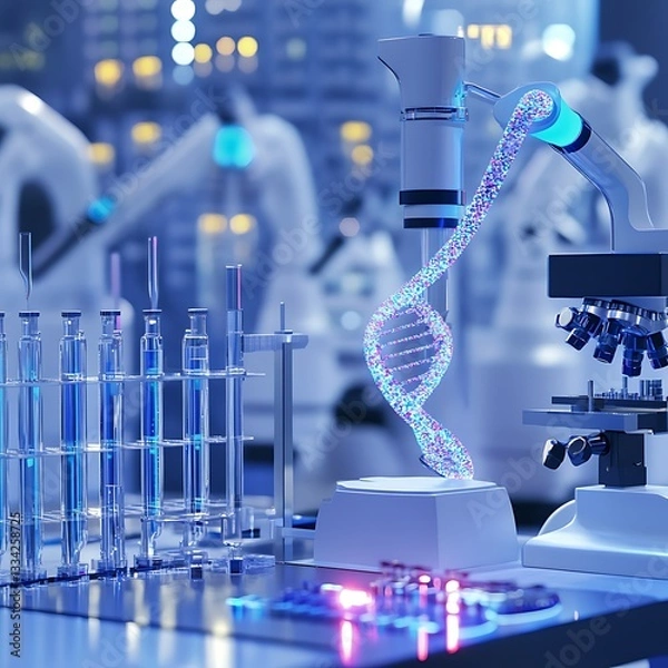 Fototapeta High resolution microscopic view of dna structure high resolution wallpaper