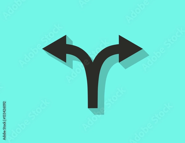 Obraz Vector flat double direction road sign icon with long shadow