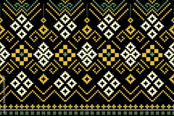 Obraz Yellow Tribal Pixel Element on black backgrounds