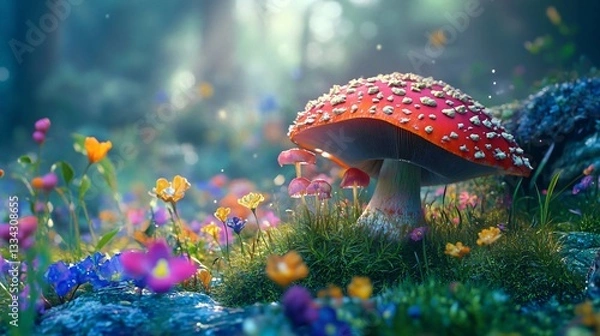 Fototapeta Enchanting Mushroom Nestled in a Magical Natural World