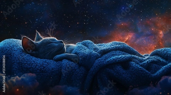 Obraz Tranquil Sleeping Fantasy Creature Wrapped in Cozy Blanket