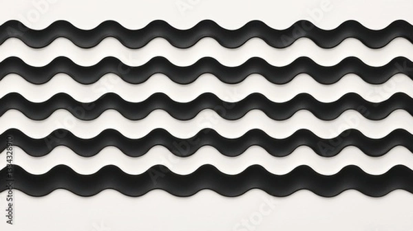 Fototapeta A series of black wavy lines on a white background.