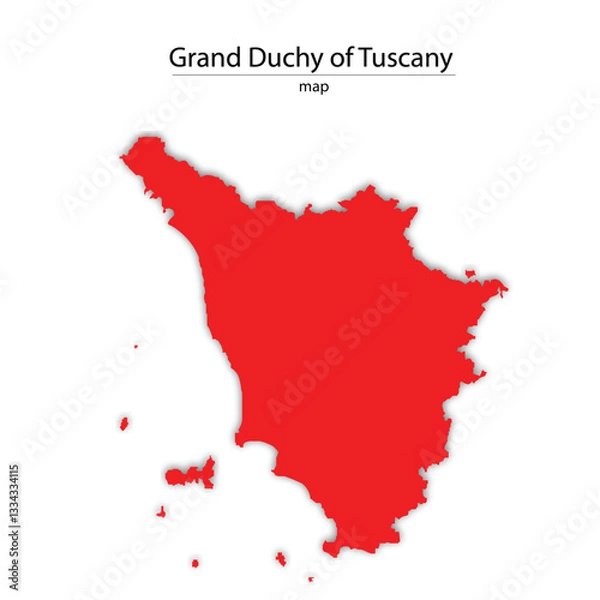 Obraz grand duchy of tuscany map in red colour and with trasparent background